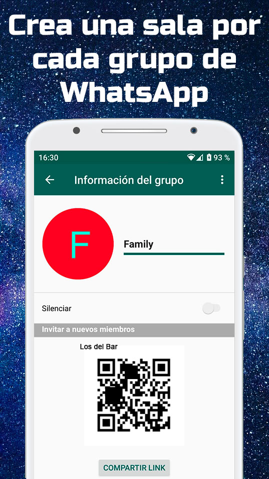 Crea una sala por cada grupo de WhatsApp